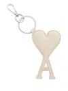 Ami Alexandre Mattiussi Heart-shaped Keyring With Attachment In Beige