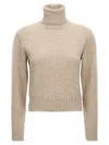 Ami Alexandre Mattiussi Ami De Coeur Turtleneck Cashmere Sweater In Beige