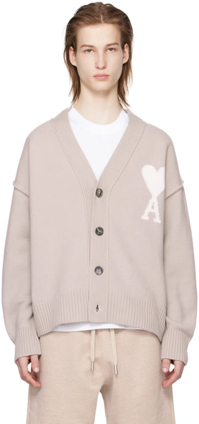 Ami Alexandre Mattiussi Off White Adc Cardigan Light Beige/off White