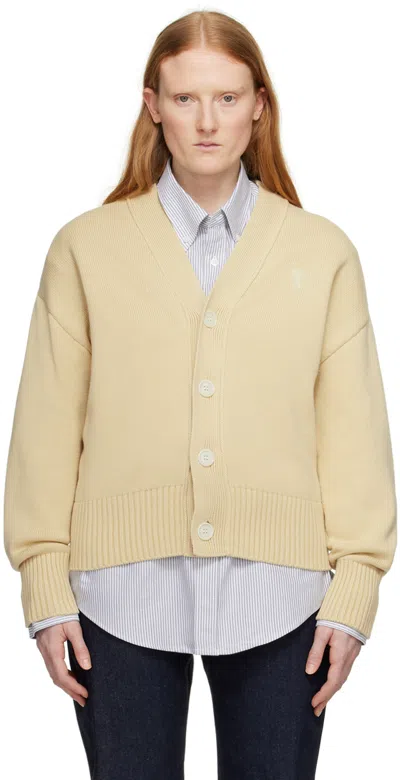 Ami Alexandre Mattiussi Beige Ami De Cœur Cardigan In Cream/721