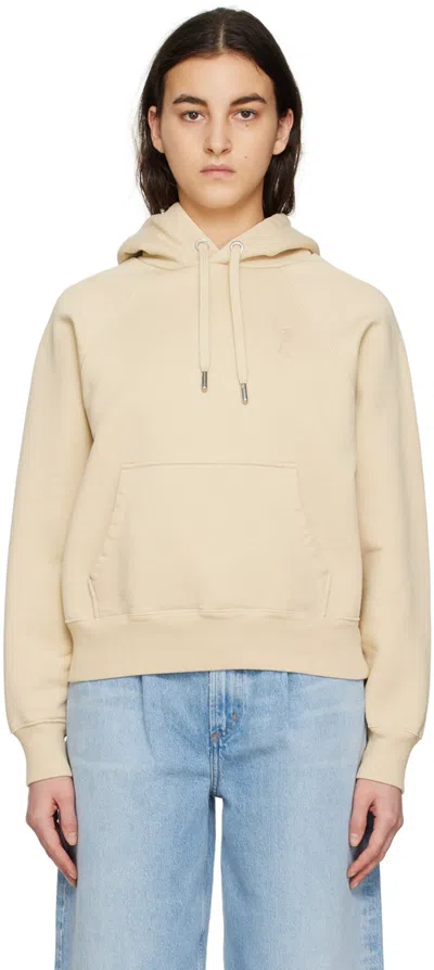 Ami Alexandre Mattiussi Beige Ami De Cœur Hoodie In 714 Vanilla/vanilla