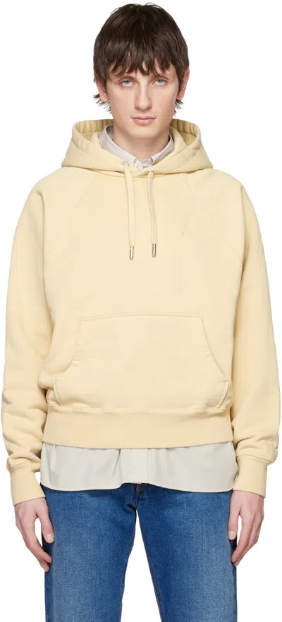 Ami Alexandre Mattiussi Beige Ami De Cœur Hoodie In Vanilla/vanilla/714