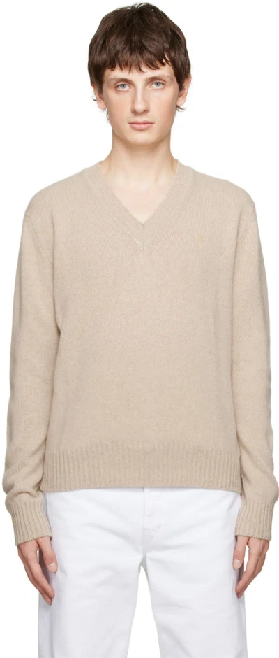 Ami Alexandre Mattiussi Beige Ami De Cœur Sweater In Beige/250