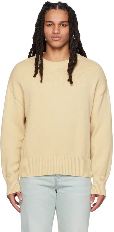 Ami Alexandre Mattiussi Beige Ami De Cœur Sweater In Vanilla/vanilla/714