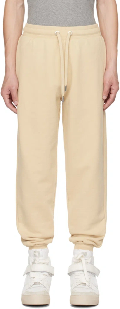 Ami Alexandre Mattiussi Beige Ami De Cœur Sweatpants In Vanilla/vanilla/714