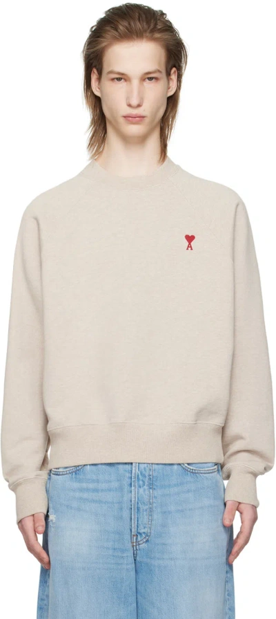 Ami Alexandre Mattiussi Beige Ami De Cœur Sweatshirt In 2712 Light Beige