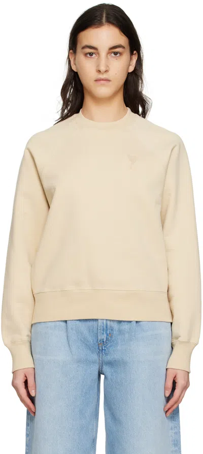 Ami Alexandre Mattiussi Beige Ami De Cœur Sweatshirt In 714 Vanilla/vanilla