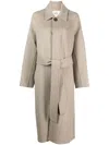 Ami Alexandre Mattiussi Long Belted Coat In Beige