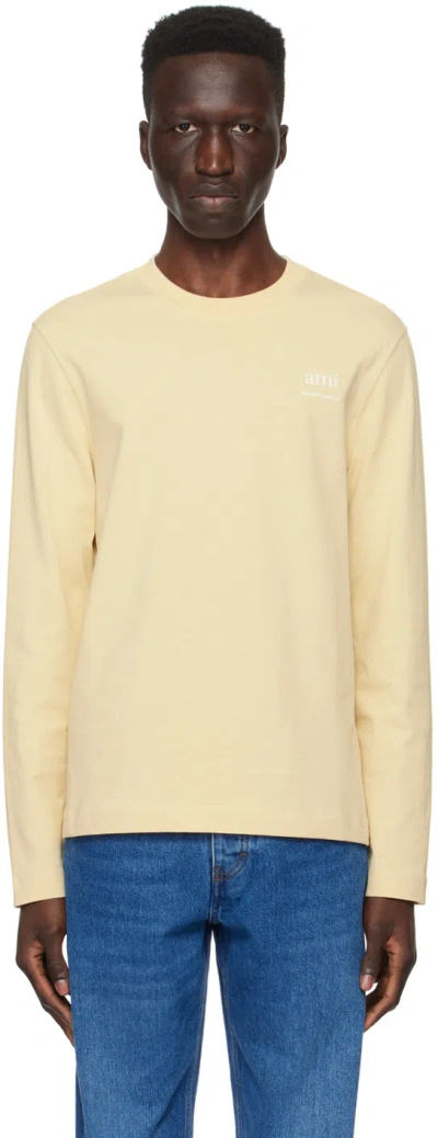 Ami Alexandre Mattiussi Beige Bonded Long Sleeve T-shirt In Cream/721