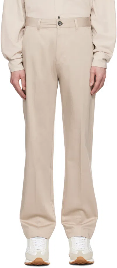 Ami Alexandre Mattiussi Beige Button-fly Trousers In Light Beige/271