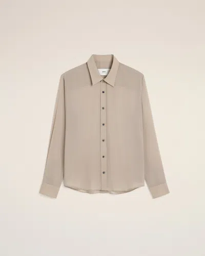 Ami Alexandre Mattiussi Ami Paris Ash Coloured Shirt In Polyester Crêpe In Cream