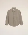 Ami Alexandre Mattiussi Beige Cotton Ami De Coeur Boxy Shirt Grey In Ash