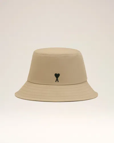 Ami Alexandre Mattiussi Beige Cotton Ami De Coeur Bucket Hat Beige In Neutral