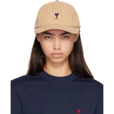Ami Alexandre Mattiussi Beige Cotton Ami De Coeur Cap In A184 Beige