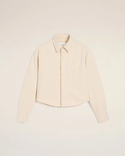Ami Alexandre Mattiussi Beige Cotton Ami De Coeur Cropped Shirt White