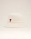 Ami Alexandre Mattiussi Ami Paris Red Adc Bucket Hat Accessories In White Cream