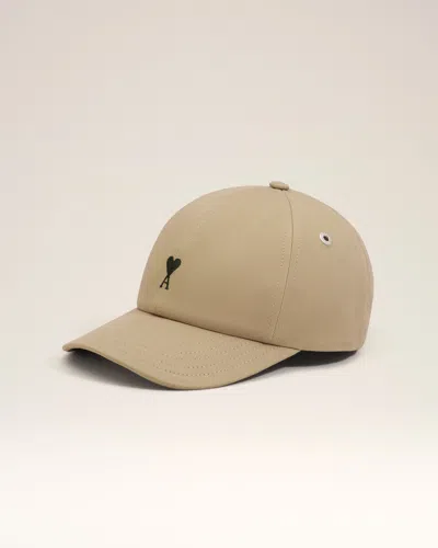 Ami Alexandre Mattiussi Beige Cotton Ami De Coeur Embroidery Cap Beige In Brown