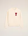 Ami Alexandre Mattiussi Beige Cotton Ami De Coeur Patch Sweatshirt White In White Cream