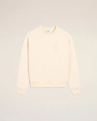 Ami Alexandre Mattiussi Beige Cotton Ami De Coeur Patch Sweatshirt White In White Cream
