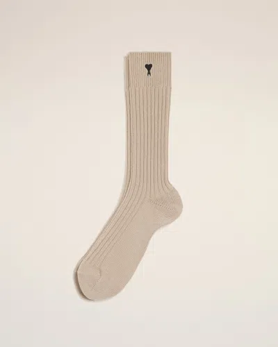 Ami Alexandre Mattiussi Beige Cotton Ami De Coeur Socks Beige In Brown