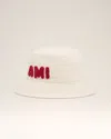 Ami Alexandre Mattiussi Beige Cotton Ami Paris Patch Bucket Hat White In White Cream