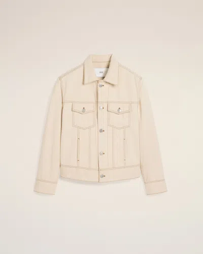 AMI ALEXANDRE MATTIUSSI BEIGE COTTON AMI PARIS TRUCKER JACKET WHITE