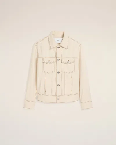 Ami Alexandre Mattiussi Beige Cotton Ami Paris Trucker Jacket White