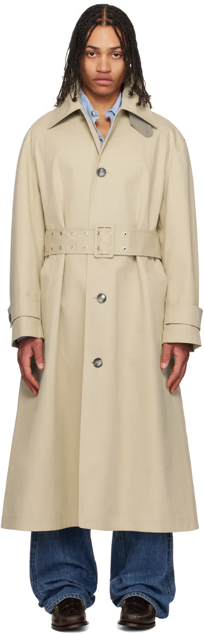Ami Alexandre Mattiussi Beige Cotton Belted Mac Coat In 7251 Ginger/ash