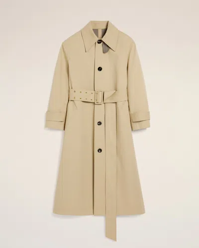 Ami Alexandre Mattiussi Beige Cotton Belted Mac Yellow In Ginger/ash