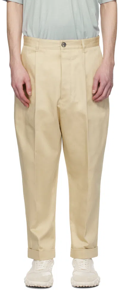 Ami Alexandre Mattiussi Beige Cotton Carrot Oversized Trousers In 725 Gingembre
