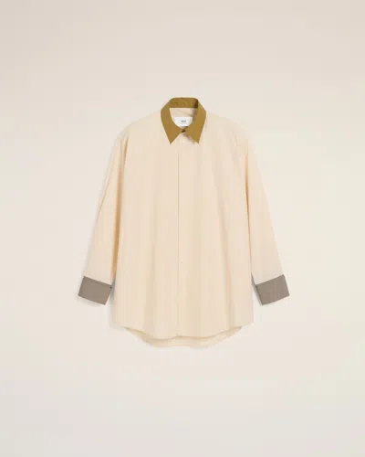 Ami Alexandre Mattiussi Beige Cotton Classic Collar Loose Shirt White In White Cream