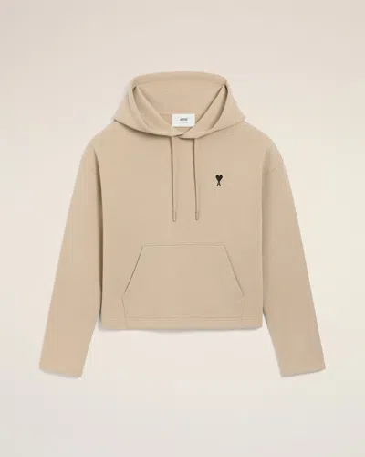 Ami Alexandre Mattiussi Beige Cotton Contrasted Ami De Coeur Hoodie Beige