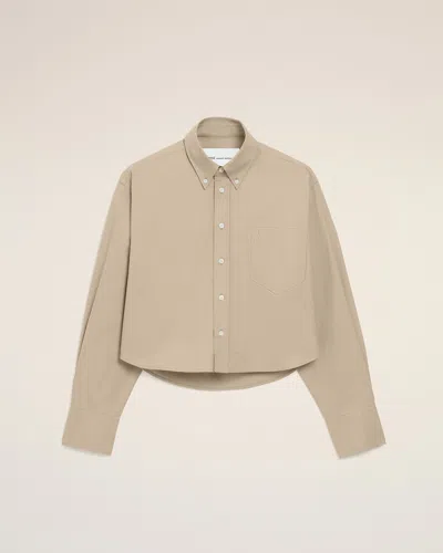 Ami Alexandre Mattiussi Beige Cotton Cropped Embossed Ami De Coeur Shirt Beige In Neutral