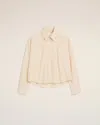 Ami Alexandre Mattiussi Beige Cotton Cropped Oversized Shirt White In White Cream