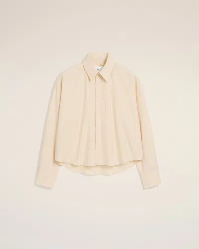 Ami Alexandre Mattiussi Beige Cotton Cropped Oversized Shirt White In White Cream