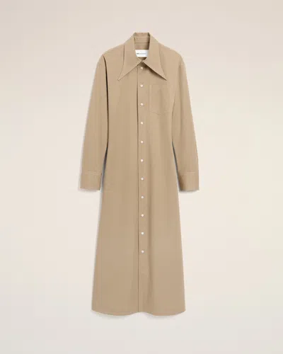 Ami Alexandre Mattiussi Beige Cotton Fitted Shirt Dress Beige In Brown