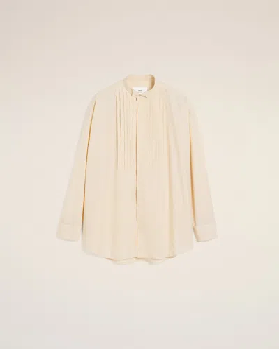Ami Alexandre Mattiussi Beige Cotton Oversized Shirt White In White Cream
