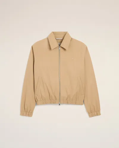Ami Alexandre Mattiussi Beige Cotton Padded Jacket With Ami De Coeur Beige In Mastic Beige