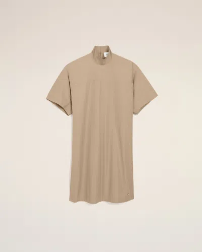 Ami Alexandre Mattiussi Beige Cotton Stand Up Collar Buttoned Dress Beige In Brown