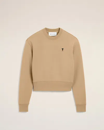 Ami Alexandre Mattiussi Beige Cotton Sweatshirt With Ami De Coeur Beige In Nude