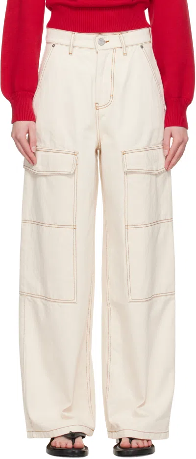 Ami Alexandre Mattiussi Beige Cotton Wide Fit Denim Cargo Pants