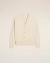 Ami Alexandre Mattiussi Beige Cotton Wool Ami Embroidered Cardigan White In White Cream
