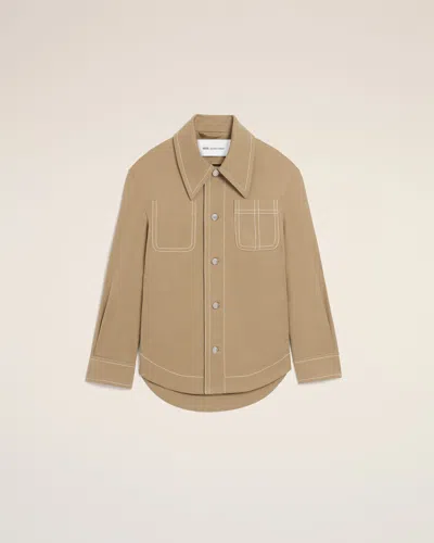 Ami Alexandre Mattiussi Beige Cotton Worker Buttoned Jacket Beige In Brown