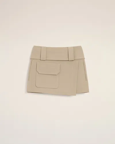 Ami Alexandre Mattiussi Beige Cotton Wrap Mini Skirt Beige In Brown