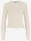Ami Alexandre Mattiussi Cotton Blend Knit Pullover In Beige