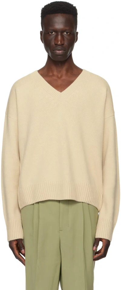 Ami Alexandre Mattiussi Beige Cropped Sweater In Cream/721
