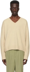 Ami Alexandre Mattiussi White Wool Ami De Coeur V Neck Sweater White In Neutral