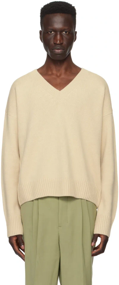 AMI ALEXANDRE MATTIUSSI BEIGE CROPPED SWEATER