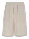 AMI ALEXANDRE MATTIUSSI BEIGE ELASTIC BERMUDA SHORTS IN COTTON MAN