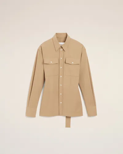 Ami Alexandre Mattiussi Beige Fitted Wool Balloon-sleeve Shirt Beige In Nude
